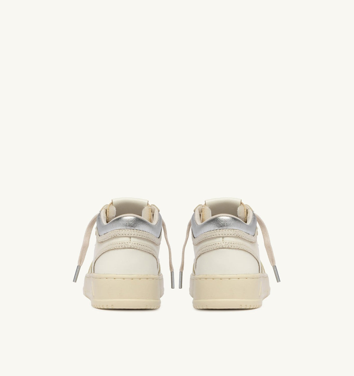 Woman MED-WAY SNEAKERS IN LEATHER COLOR MARSHMALLOW AND SILVER