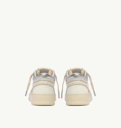 Woman MED-WAY SNEAKERS IN LEATHER COLOR MARSHMALLOW AND SILVER