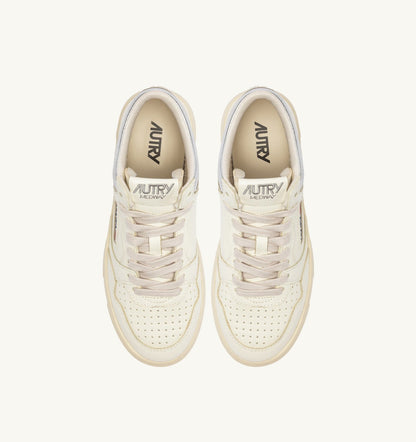 Woman MED-WAY SNEAKERS IN LEATHER COLOR MARSHMALLOW AND SILVER