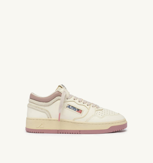 Woman MED-WAY SNEAKERS IN LEATHER COLOR MARSHMALLOW AND ZEPHYR
