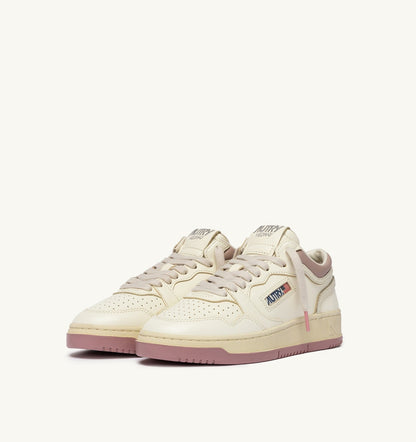 Woman MED-WAY SNEAKERS IN LEATHER COLOR MARSHMALLOW AND ZEPHYR