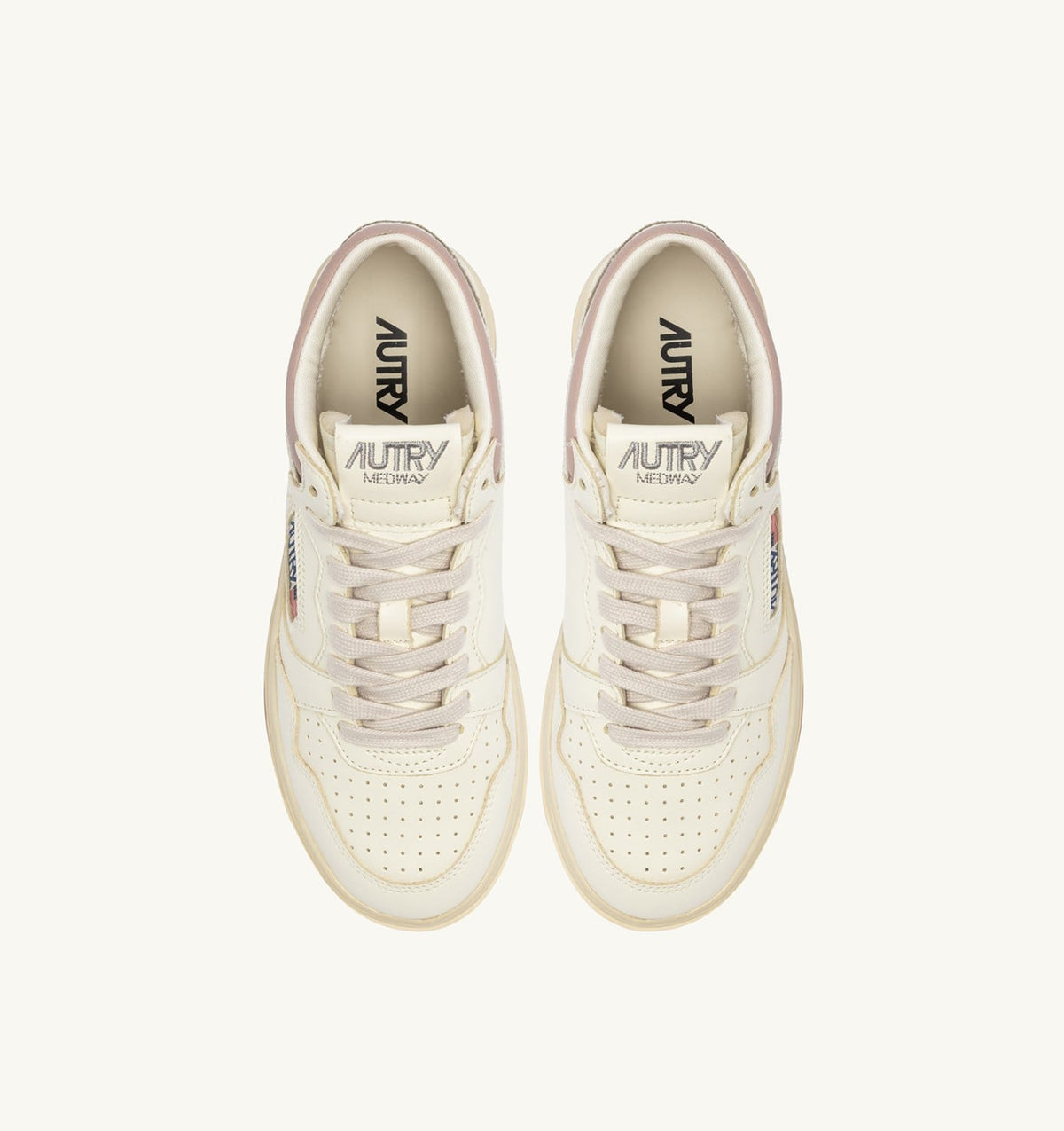 Woman MED-WAY SNEAKERS IN LEATHER COLOR MARSHMALLOW AND ZEPHYR