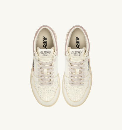 Woman MED-WAY SNEAKERS IN LEATHER COLOR MARSHMALLOW AND ZEPHYR