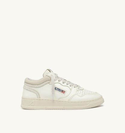 Woman MED-WAY SNEAKERS IN LEATHER COLOR MARSHMALLOW AND WHITE