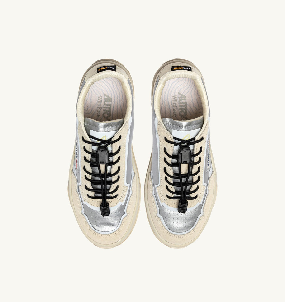 Woman WILDPACE LOW SNEAKERS IN WHITE AND SILVER FABRIC AND SUEDE