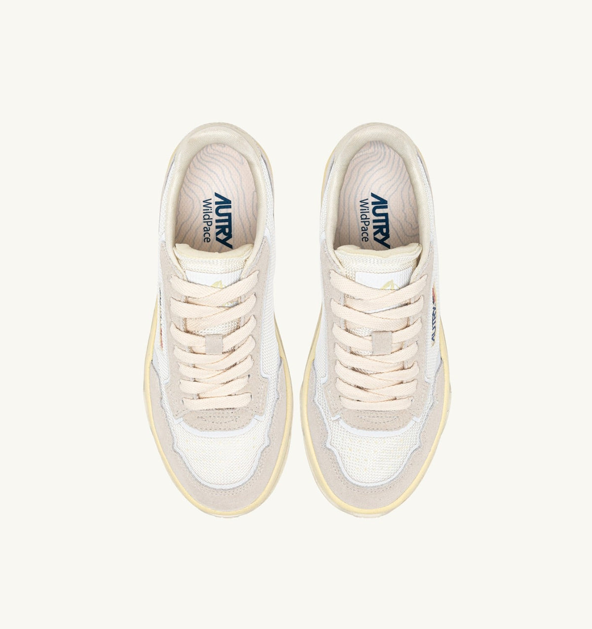 Woman WILDPACE LOW SNEAKERS IN WHITE AND MARSHMALLOW DRAGON MESH AND SUEDE