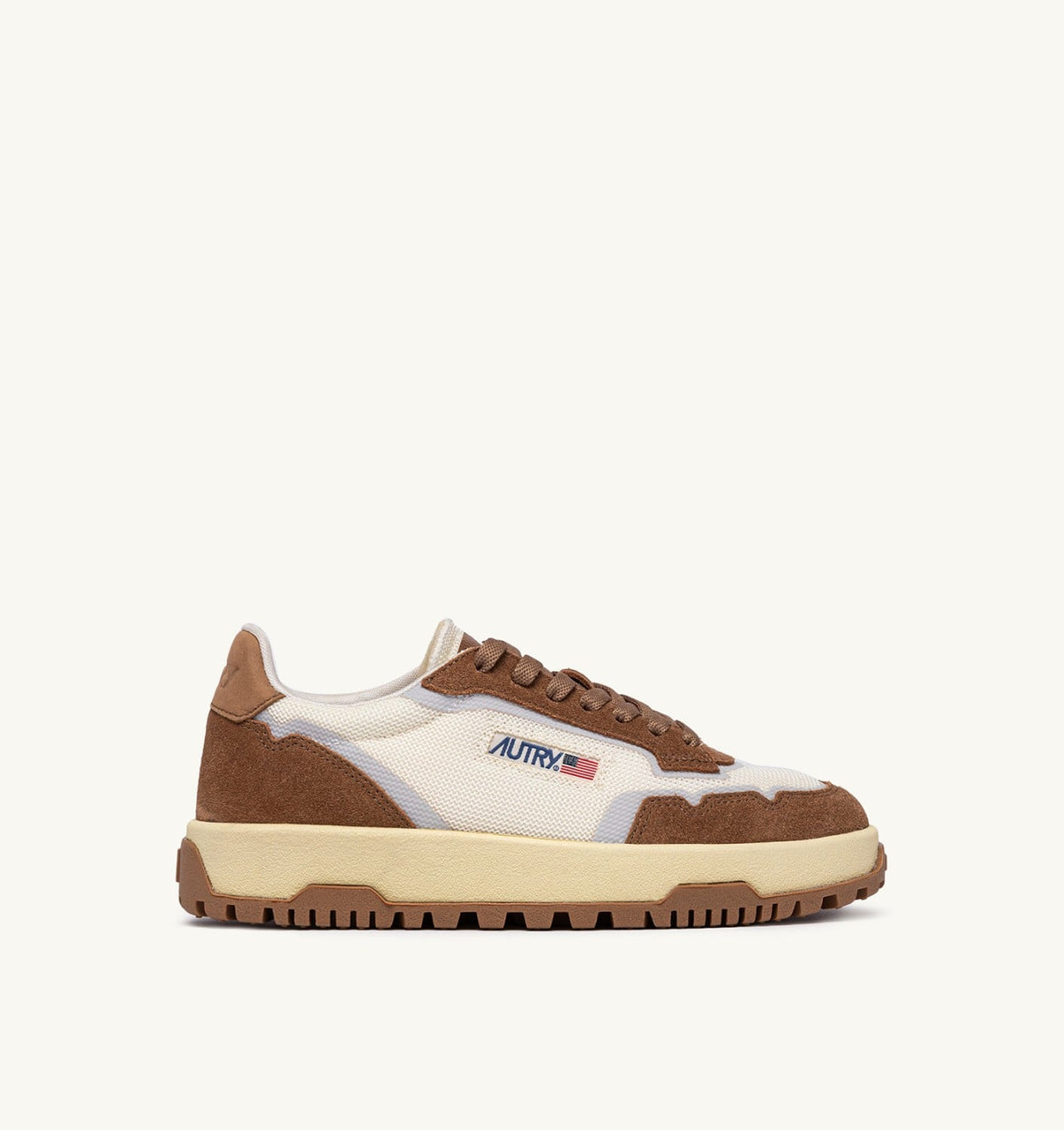 Woman WILDPACE LOW SNEAKERS IN MESH AND SUEDE COLOR MARSHMALLOW AND CIGAR
