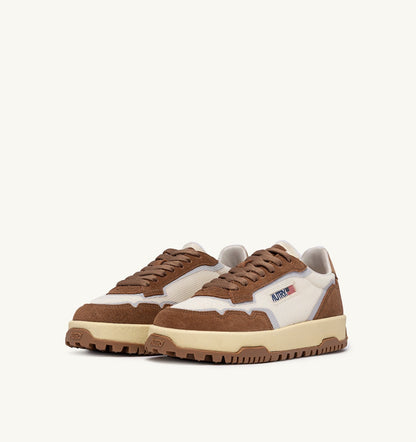 Woman WILDPACE LOW SNEAKERS IN MESH AND SUEDE COLOR MARSHMALLOW AND CIGAR