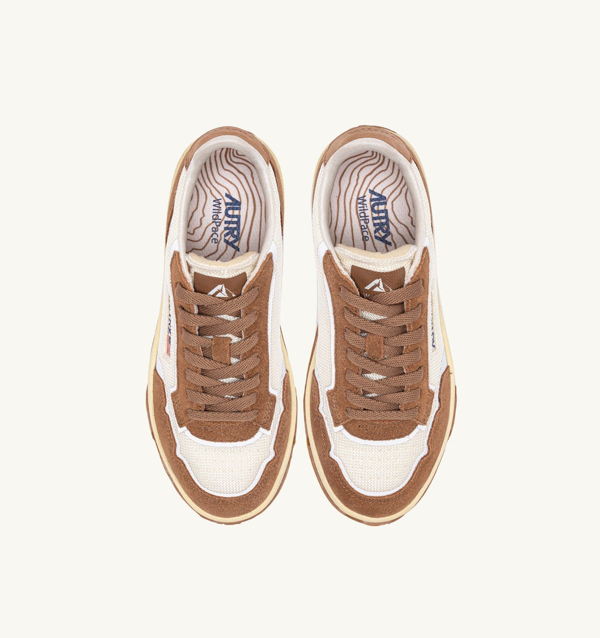 Woman WILDPACE LOW SNEAKERS IN MESH AND SUEDE COLOR MARSHMALLOW AND CIGAR