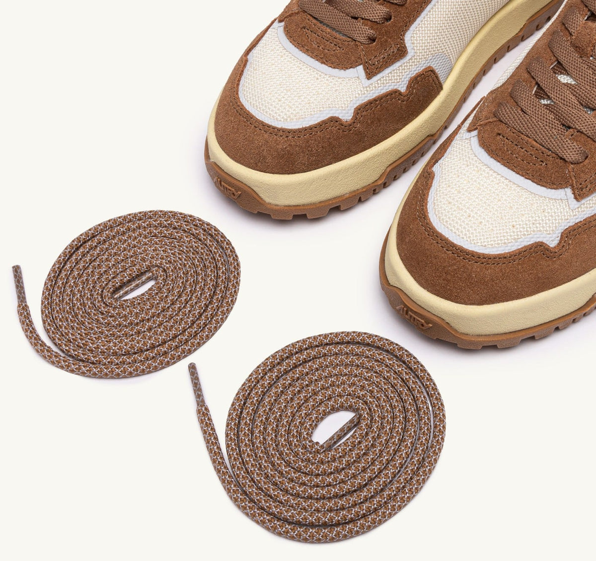 Woman WILDPACE LOW SNEAKERS IN MESH AND SUEDE COLOR MARSHMALLOW AND CIGAR