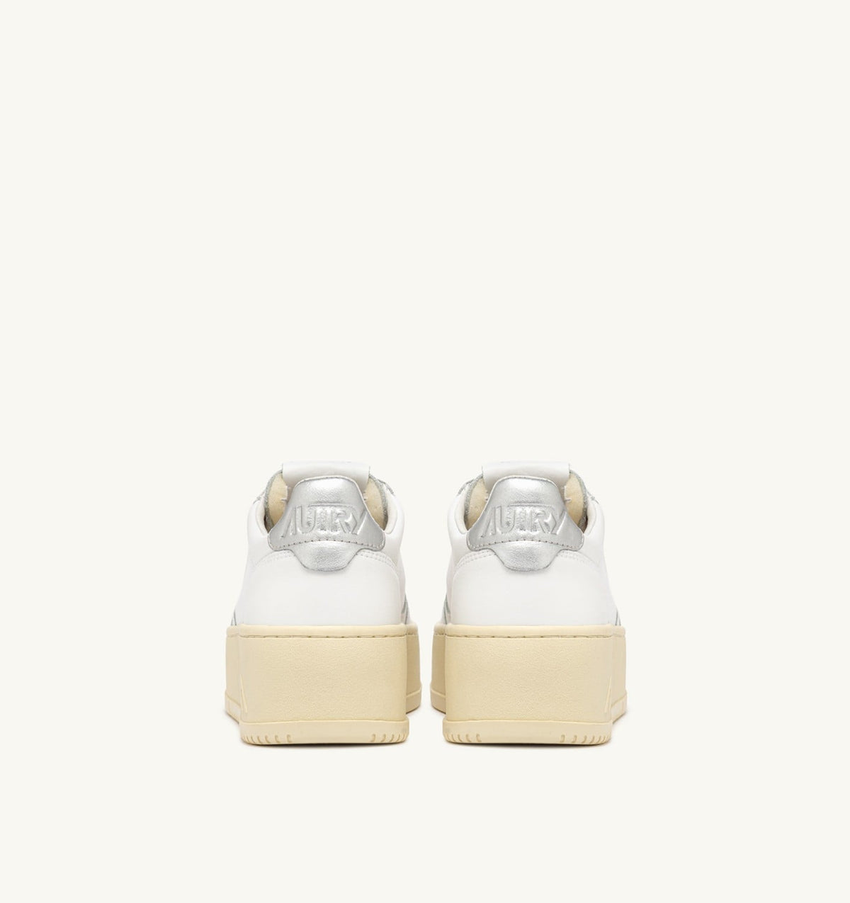 Woman MEDALIST PLATFORM SNEAKERS IN WHITE AND METALIZED SILVER LEATHER