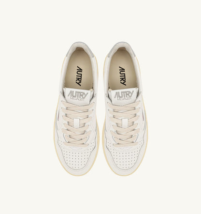Woman MEDALIST PLATFORM SNEAKERS IN WHITE AND METALIZED SILVER LEATHER