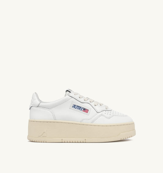 Woman MEDALIST PLATFORM SNEAKERS IN WHITE LEATHER