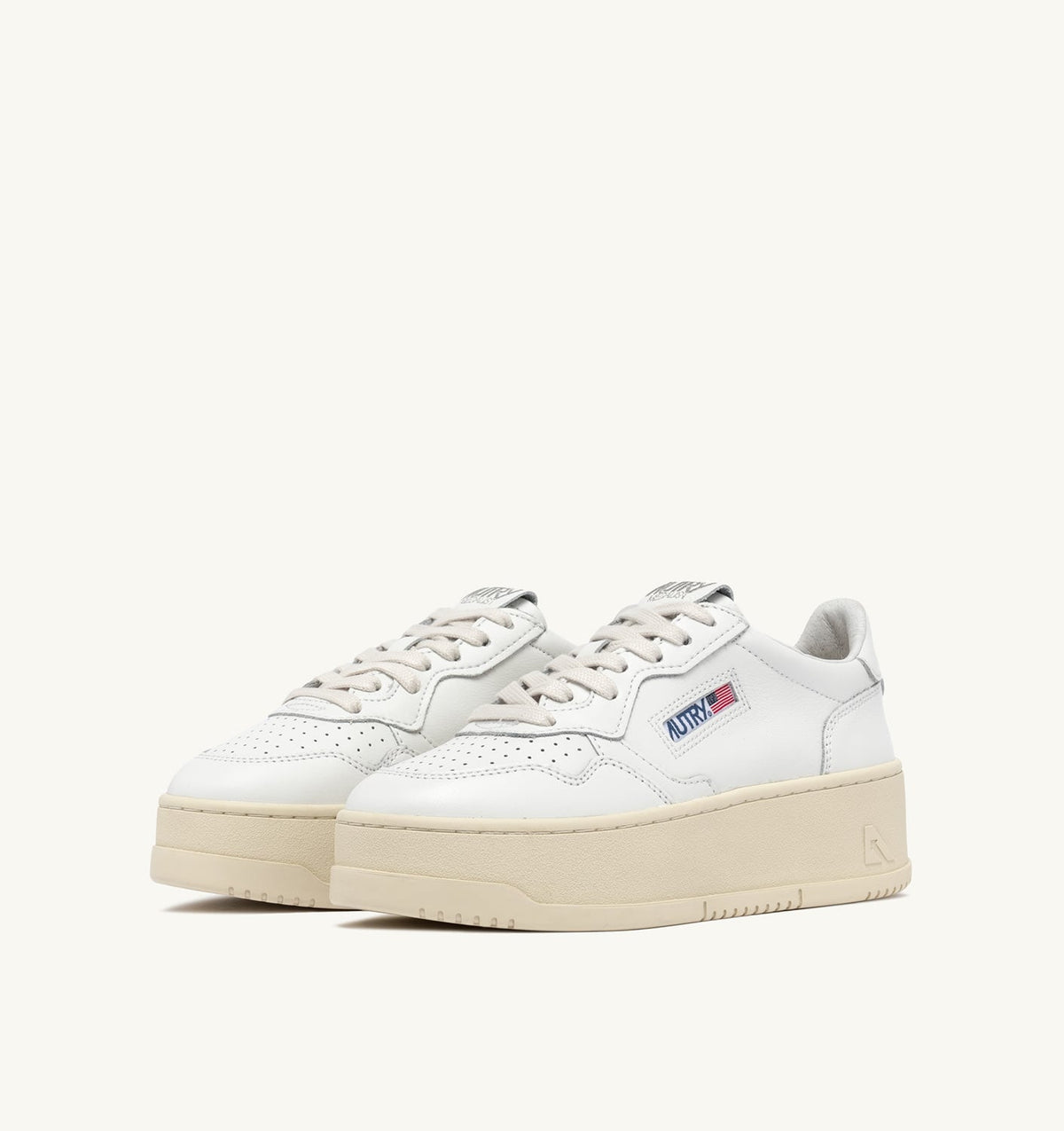 Woman MEDALIST PLATFORM SNEAKERS IN WHITE LEATHER