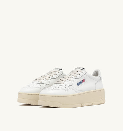 Woman MEDALIST PLATFORM SNEAKERS IN WHITE LEATHER