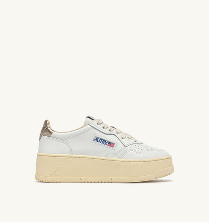Woman MEDALIST PLATFORM SNEAKERS IN FEATHER GRAY AND WHITE SUEDE AND LEATHER