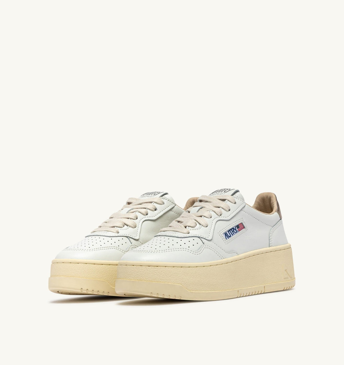 Woman MEDALIST PLATFORM SNEAKERS IN FEATHER GRAY AND WHITE SUEDE AND LEATHER