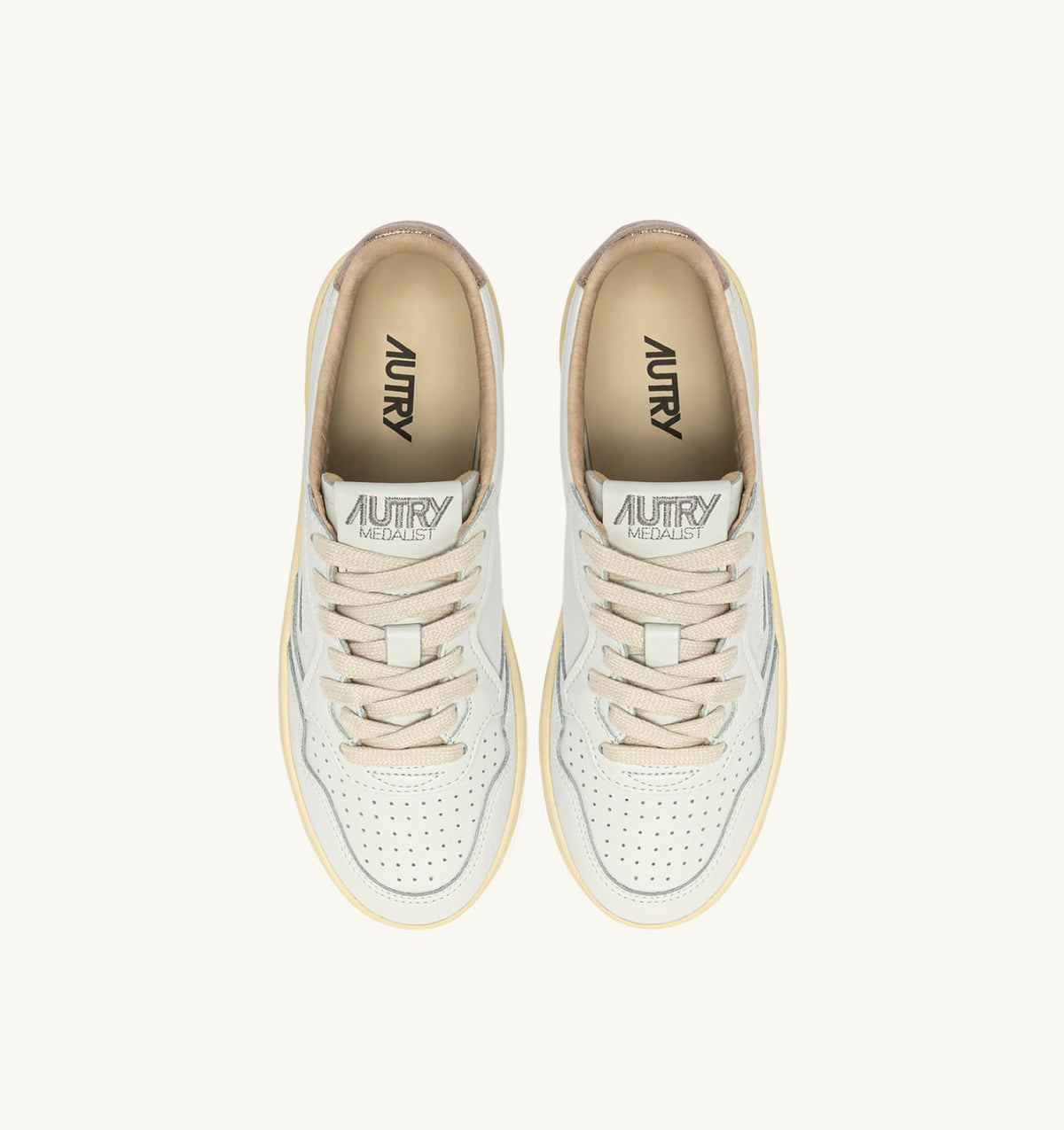 Woman MEDALIST PLATFORM SNEAKERS IN FEATHER GRAY AND WHITE SUEDE AND LEATHER