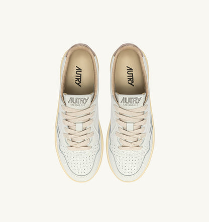 Woman MEDALIST PLATFORM SNEAKERS IN FEATHER GRAY AND WHITE SUEDE AND LEATHER