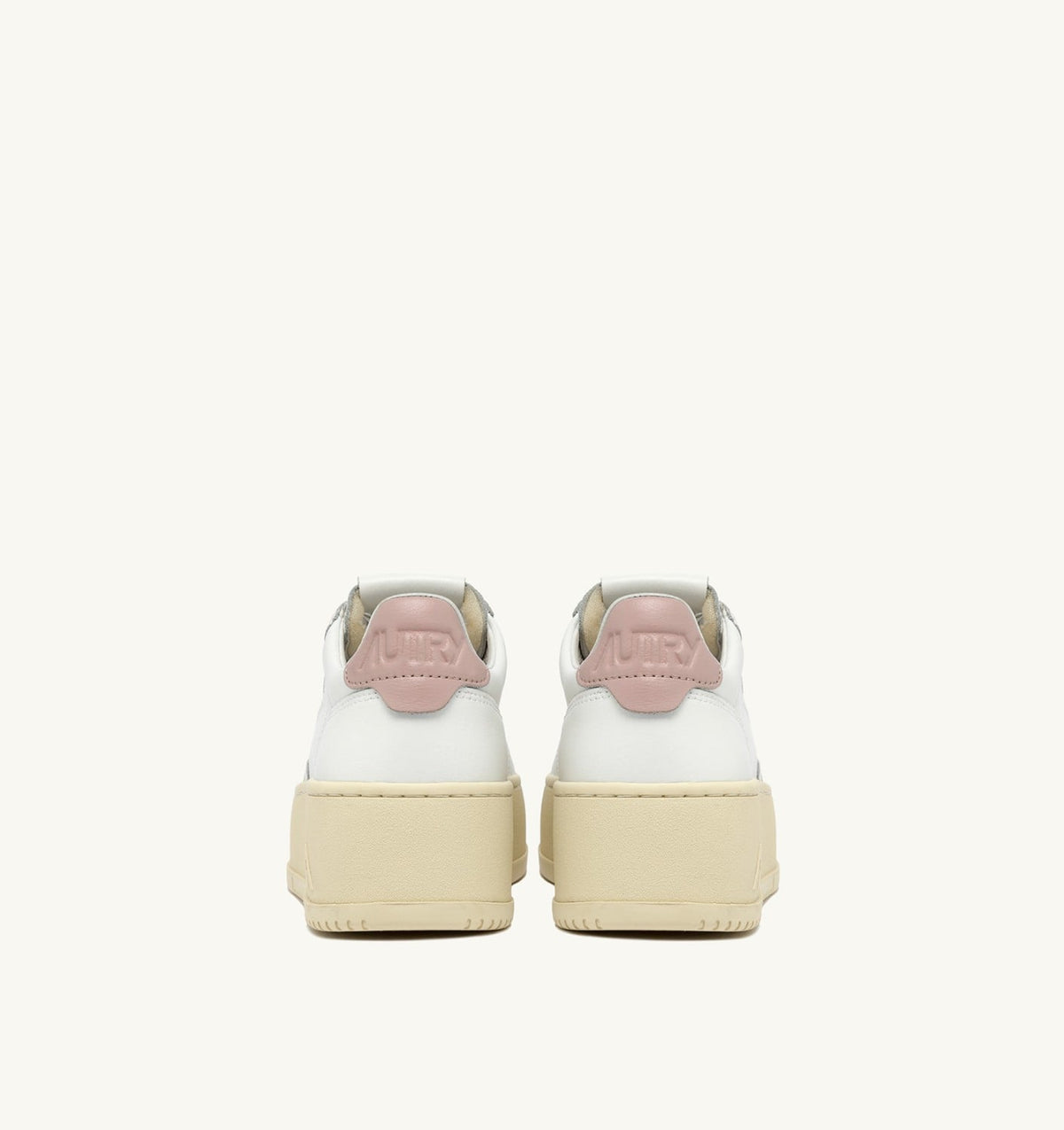 Woman MEDALIST PLATFORM SNEAKERS IN WHITE AND POWDER PINK LEATHER