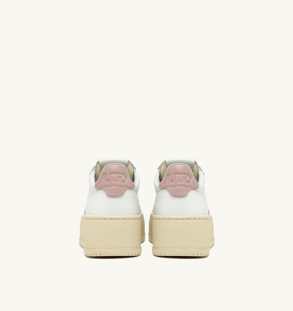 Woman MEDALIST PLATFORM SNEAKERS IN WHITE AND POWDER PINK LEATHER
