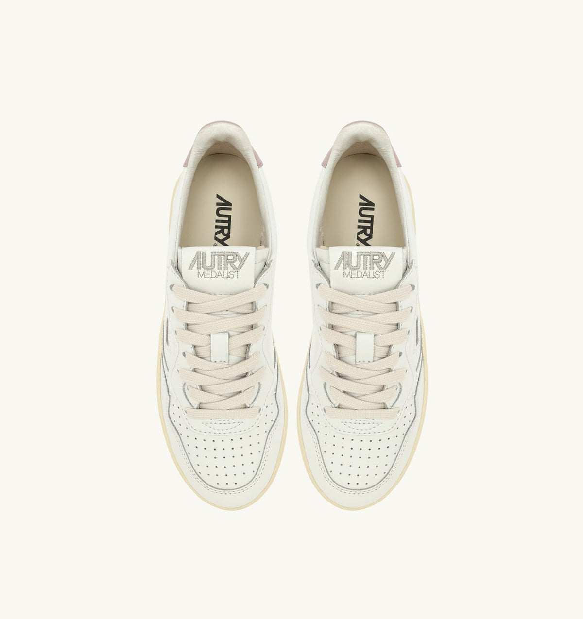 Woman MEDALIST PLATFORM SNEAKERS IN WHITE AND POWDER PINK LEATHER