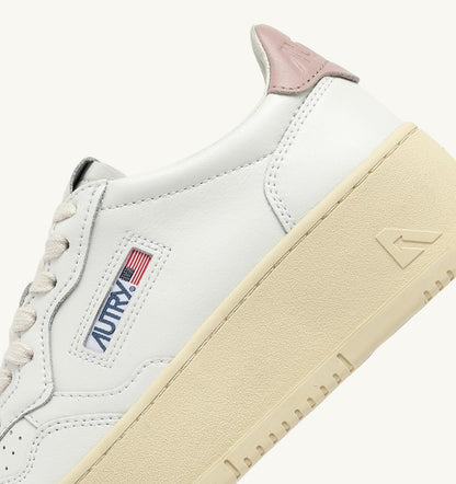 Woman MEDALIST PLATFORM SNEAKERS IN WHITE AND POWDER PINK LEATHER