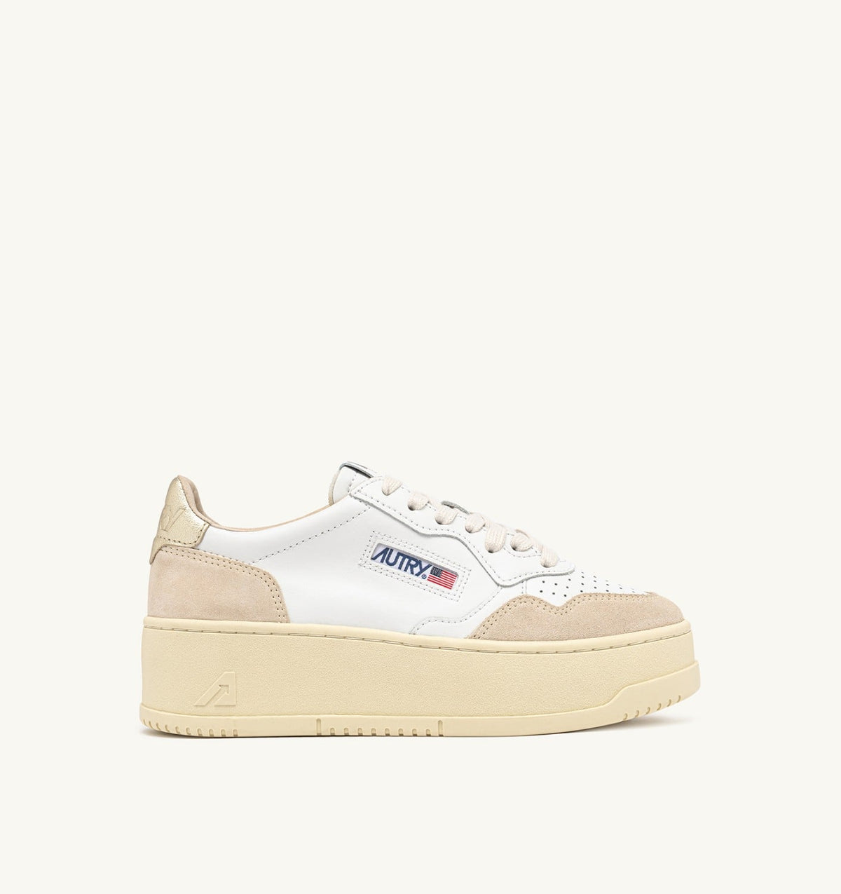 Woman MEDALIST PLATFORM SNEAKERS IN WHITE AND PLATINUM SUEDE AND LEATHER