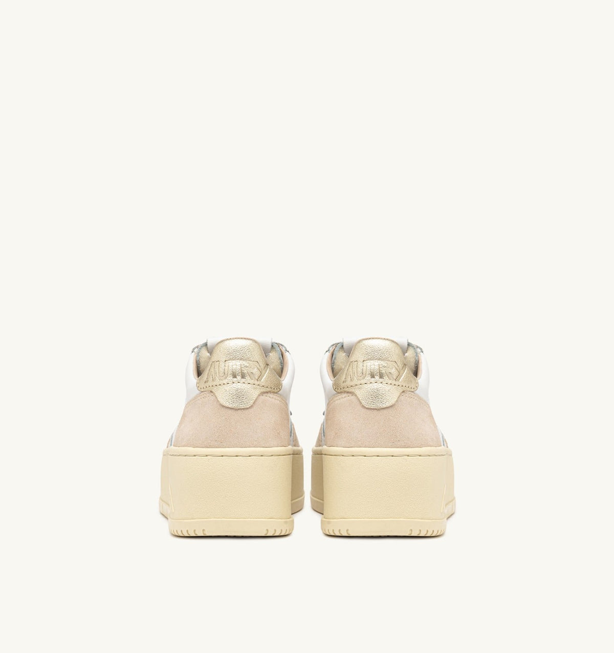 Woman MEDALIST PLATFORM SNEAKERS IN WHITE AND PLATINUM SUEDE AND LEATHER
