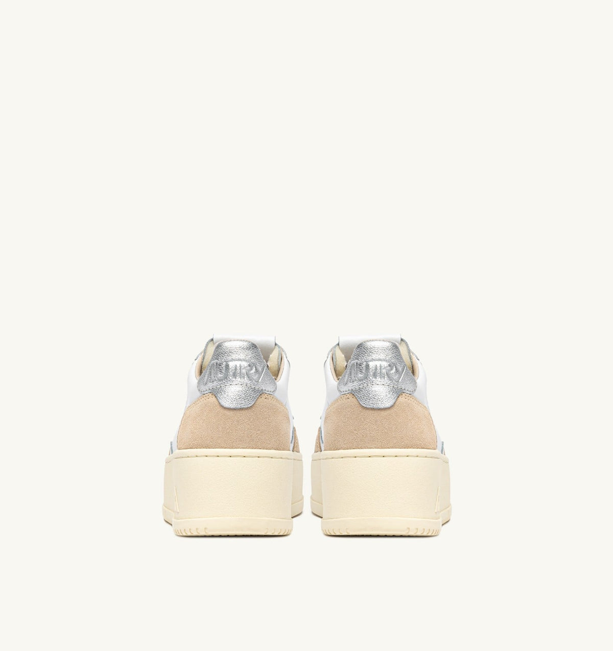 Woman MEDALIST PLATFORM SNEAKERS IN SILVER AND WHITE SUEDE AND LEATHER