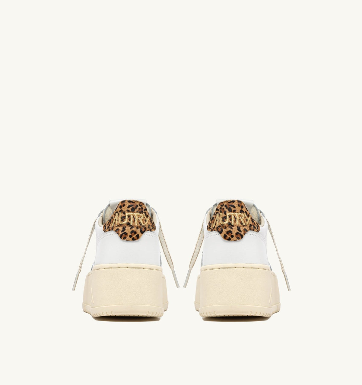 Woman MEDALIST PLATFORM SNEAKERS IN LEATHER COLOR WHITE AND LEOPARD