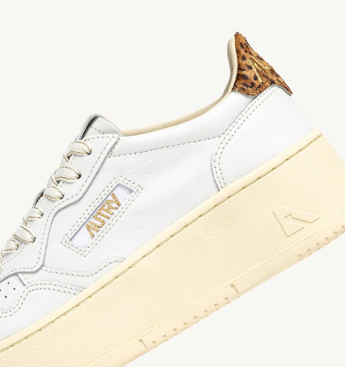 Woman MEDALIST PLATFORM SNEAKERS IN LEATHER COLOR WHITE AND LEOPARD