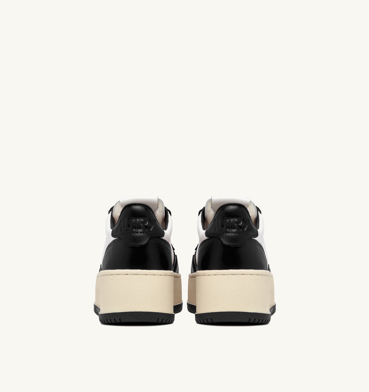 Woman MEDALIST PLATFORM SNEAKERS IN WHITE AND BLACK LEATHER