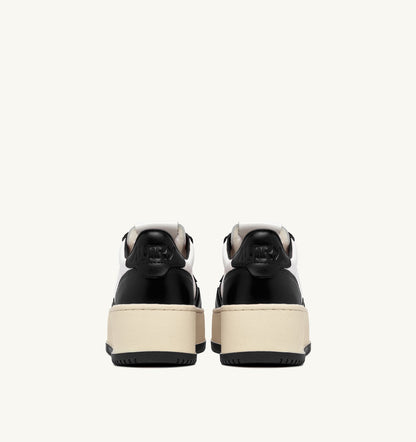 Woman MEDALIST PLATFORM SNEAKERS IN WHITE AND BLACK LEATHER