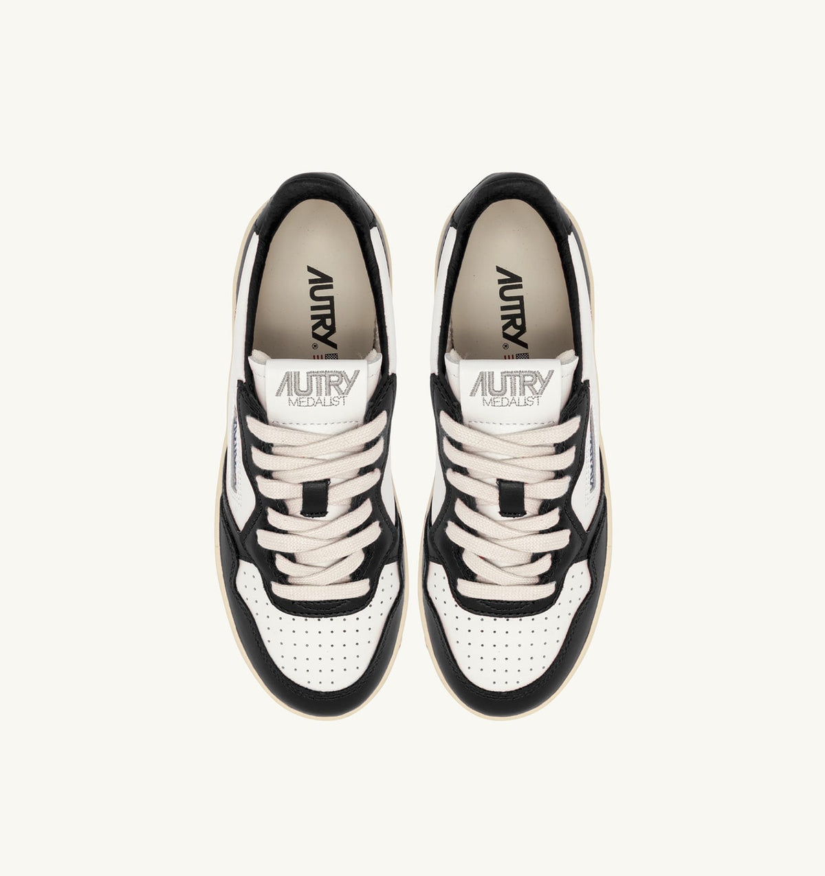 Woman MEDALIST PLATFORM SNEAKERS IN WHITE AND BLACK LEATHER