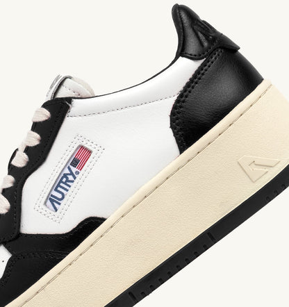 Woman MEDALIST PLATFORM SNEAKERS IN WHITE AND BLACK LEATHER