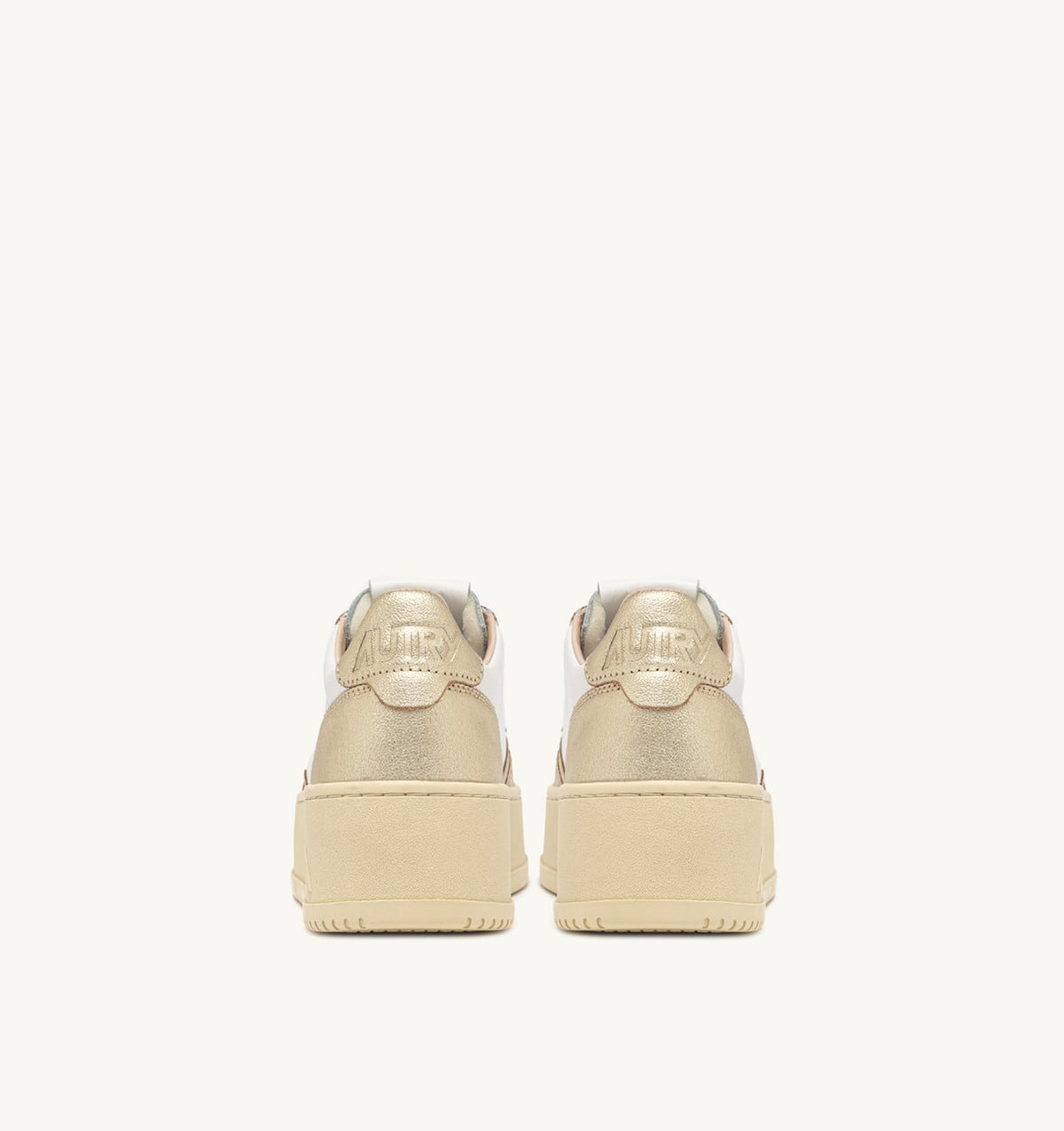 Woman MEDALIST PLATFORM SNEAKERS IN WHITE AND METALIZED PLATINUM LEATHER