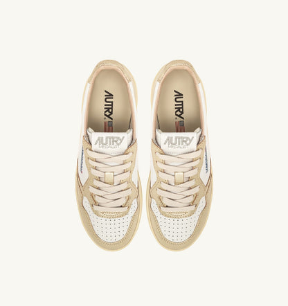 Woman MEDALIST PLATFORM SNEAKERS IN WHITE AND METALIZED PLATINUM LEATHER