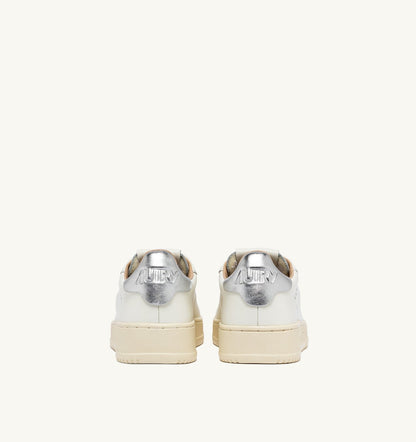 Woman DALLAS LOW SNEAKERS IN WHITE AND SILVER LEATHER