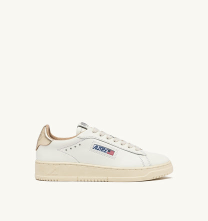 Woman DALLAS LOW SNEAKERS IN WHITE AND GOLD LEATHER