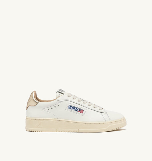 Woman DALLAS LOW SNEAKERS IN WHITE AND GOLD LEATHER