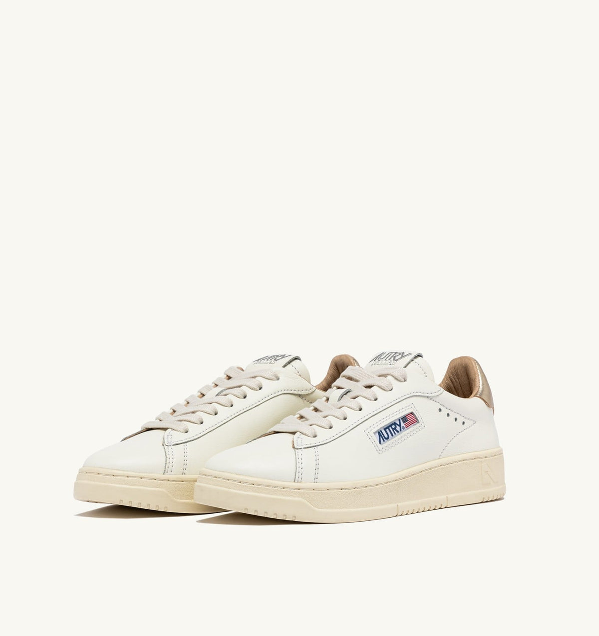 Woman DALLAS LOW SNEAKERS IN WHITE AND GOLD LEATHER
