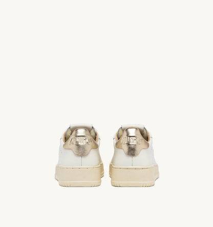 Woman DALLAS LOW SNEAKERS IN WHITE AND GOLD LEATHER