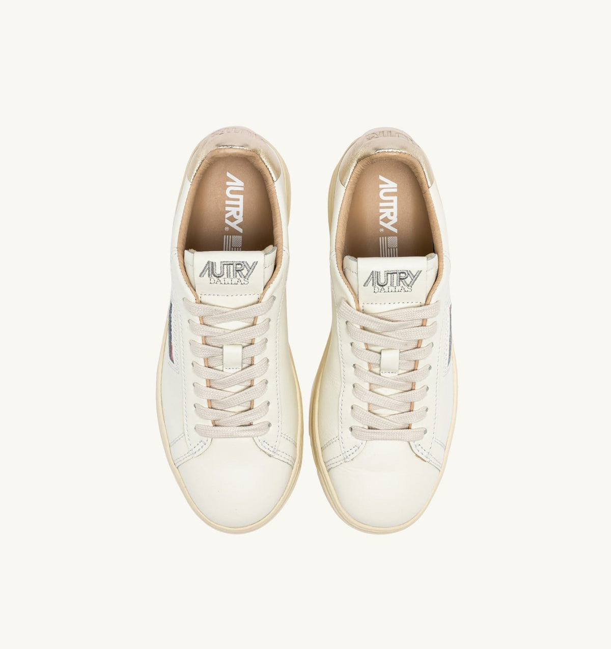 Woman DALLAS LOW SNEAKERS IN WHITE AND GOLD LEATHER